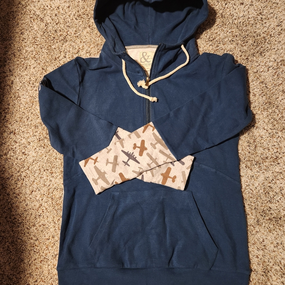 Navy Blue Hoodie with Tan Accents EAA  Merchandise.  NWT